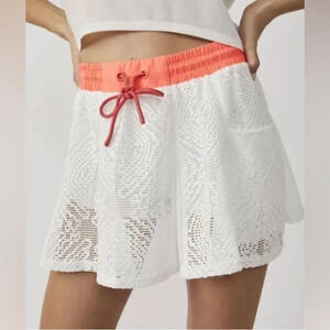 NWOT Free People Good Sport Skort white lace neon orange tennis shorts SZ: M